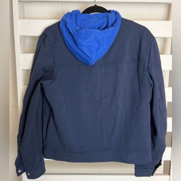 TORY BURCH SPORT Blue Jacket With Detachable Hood Size Small - Picture 10 of 13